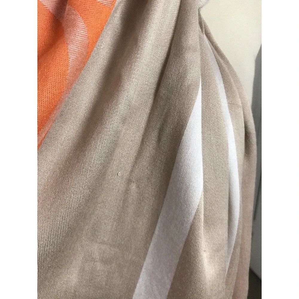 Calvin Klein Scarf Women Sz OS Rectangular Logo‎ Colorblock Fringe Trim FLAWS